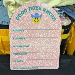 B2C Dry Erase Board Pink Weekly Planner with Smiley Face new weekly planner